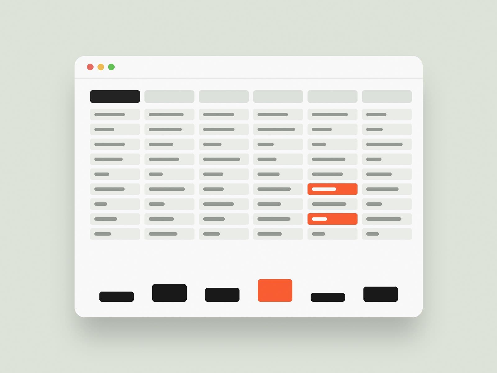 Illustration of a spreadsheet with highlighted rows and a bar chart